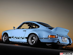 teal Porsche Carrera coupe, car, Porsche, blue cars