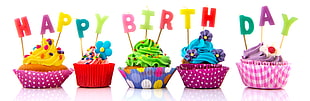 Happy Birthday cupcake with white background HD wallpaper
