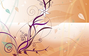 brown and purple floral digital wallpaper