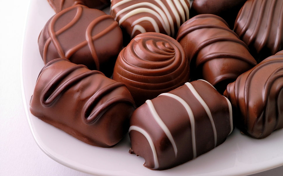brown and white chocolates HD wallpaper
