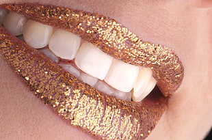 women's gold lipstick HD wallpaper