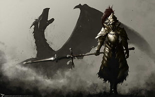 Dragon Man digital wallpaper, Dark Souls, ornstein, Dragon Slayer Ornstein