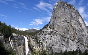 waterfalls and green leafed trees, nature