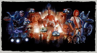 Nine Element digital wallpaper, Bruce Willis, Milla Jovovich , drawing, movies HD wallpaper