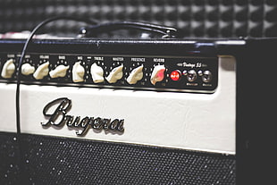 closeup photo of black and white Bugera guitar amplifier HD wallpaper