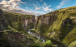 aerial view of cliff, nature, landscape, canyon, Iceland