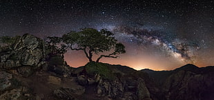 milky way over mountain wallpaper, nature, landscape, starry night, Milky Way HD wallpaper