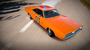 orange coupe car, Forza Horizon 2, Forza Horizon, Forza Motorsport, Charger RT HD wallpaper