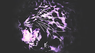 purple and black leopard, abstract, tiger