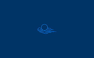 blue cloud illustration, minimalism, circle, digital art, blue background