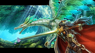 female and dragon character digital wallpaper, Fire Emblem, Lucina