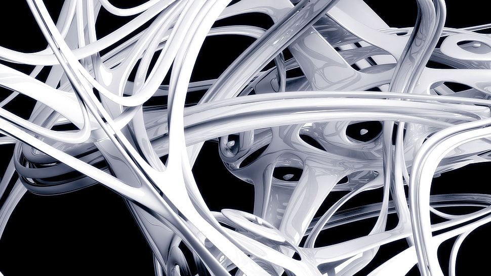 black and white digital wallpaper, abstract, 3D, Photoshop, render HD wallpaper