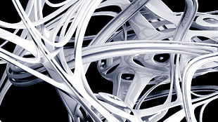 black and white digital wallpaper, abstract, 3D, Photoshop, render HD wallpaper