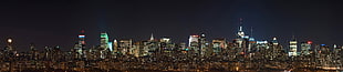 cityscape at nighttime, New York City, triple screen HD wallpaper