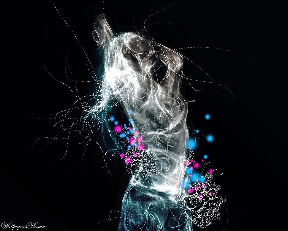 black and blue beaded necklace, dancing, dancer, digital art HD wallpaper