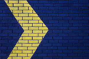 blue and yellow bricks surface HD wallpaper