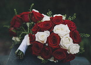 red and white rose bouquet