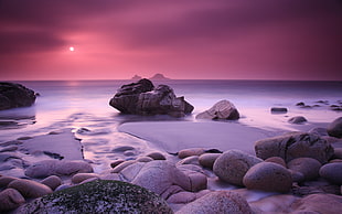 white stones, Porth Nanven, Beach, Rocks