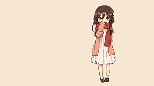 female brown hair anime character wearing scarf
