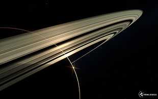 Saturn illustration, space, spaceship, planet, rings