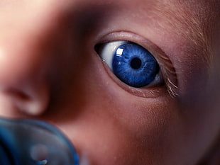 closeup photography of baby eyes