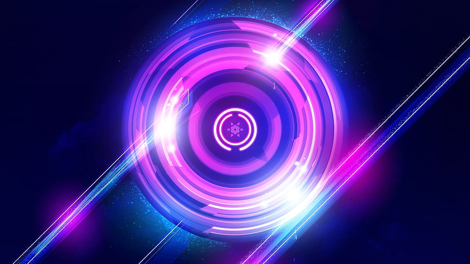 round pink and blue lights digital wallpaper HD wallpaper
