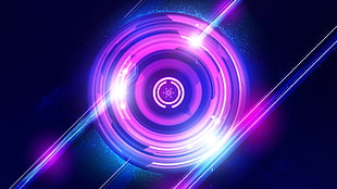 round pink and blue lights digital wallpaper