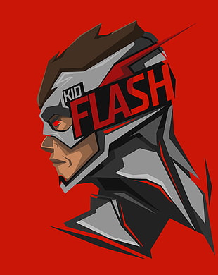 Kid Flash illustration, superhero, DC Comics, Kid Flash, red background