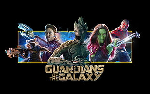 Marvel Guardian of the Galaxy illustration, Guardians of the Galaxy, typography, Marvel Comics, black background