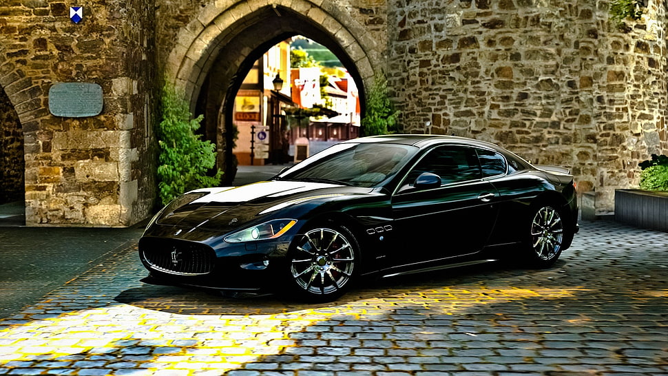 black coupe, Maserati, Maserati GranTurismo, car HD wallpaper