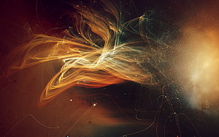 orange and black abstract painting, digital art, space, universe, stars