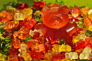 red and yellow gummy bear