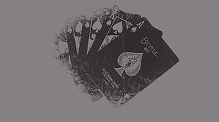 four Ace of Spade cards, aces, playing cards HD wallpaper