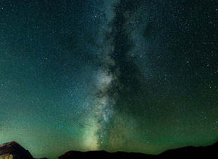 green galaxy digital wallpaper, nature, stars, Milky Way