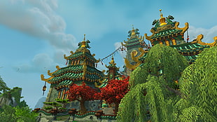 green and brown temple, World of Warcraft, World of Warcraft: Mists of Pandaria, video games