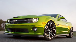 green Chevrolet coupe, Chevrolet, Chevrolet Camaro, car
