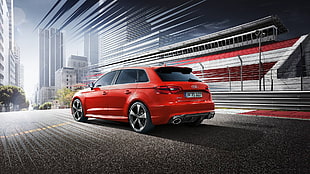 red AUDI 5-door hatchback, Audi, Audi RS3, car, red cars HD wallpaper