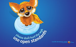 yellow and blue ceramic figurine, Mozilla Firefox, logo, open source, Browser