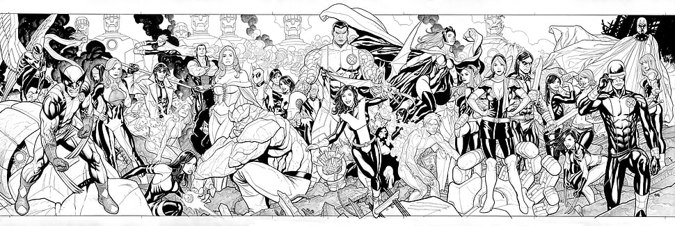 Marvel character illustration, monochrome, X-Men, Marvel Comics, Wolverine HD wallpaper