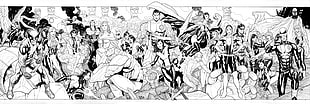 Marvel character illustration, monochrome, X-Men, Marvel Comics, Wolverine