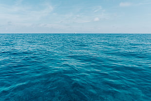 blue sea, Sea, Horizon, Ship