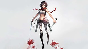 female anime character holding sword illustration