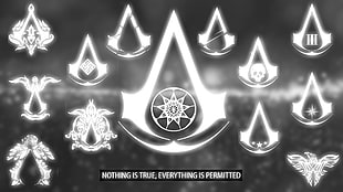 photo of Assassin's Creed logo with nothing is true, everything is permitted HD wallpaper