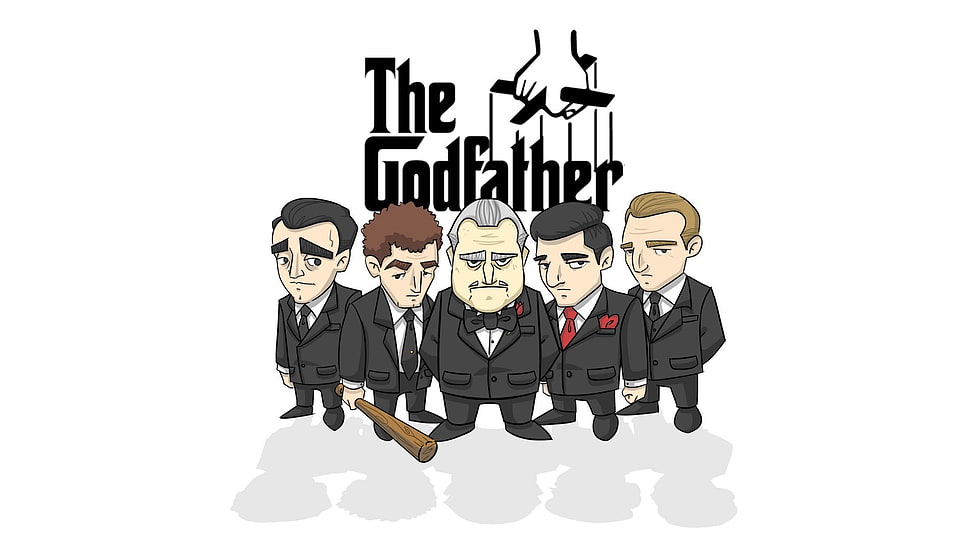 The Godfather illustration, The Godfather, Vito Corleone, cartoon, movies HD wallpaper