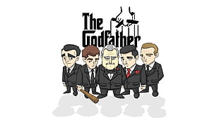 The Godfather illustration, The Godfather, Vito Corleone, cartoon, movies