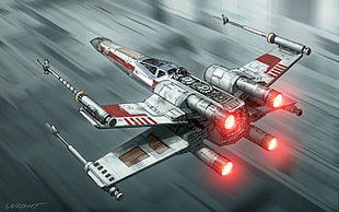 gray ship illustration, Star Wars, motion blur