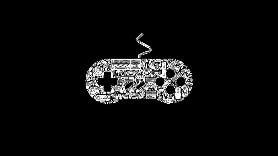 gray and black game controller illustration, heverilson, controllers, Nintendo, consoles HD wallpaper