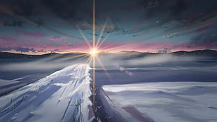sunrise illustration, nature, landscape HD wallpaper