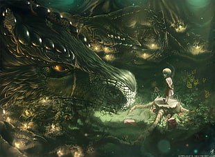 dragon illustration, dragon, children, fantasy art HD wallpaper