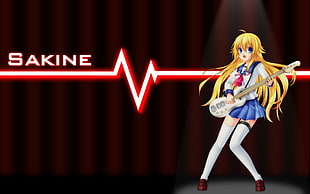 Sakine anime character playing electric guitar HD wallpaper